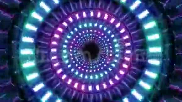 抽象圆形发光彩色造型设计三维插图壁纸运动背景vj循环视频的预览图
