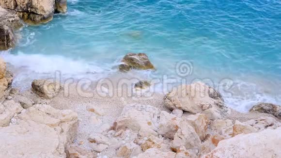 美丽的贵宾沙滩蓝色水域视频的预览图
