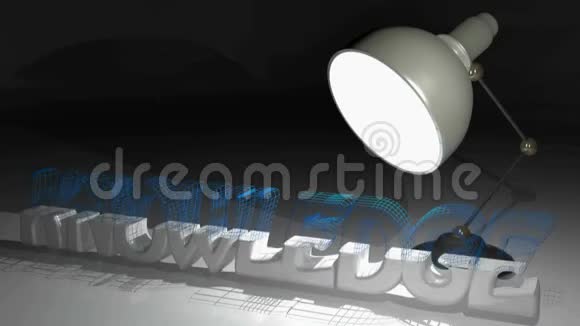在台灯的光线下KNOWLEDGE3D书写在纯白字母中成长3D渲染视频视频的预览图