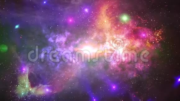 太空飞行穿过星云星星和眩光明亮的未来主义动画视频的预览图