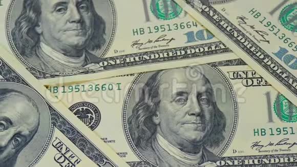 百元钞票特写运动滑块9钞票的宏观摄影本杰明富兰克林的肖像视频的预览图