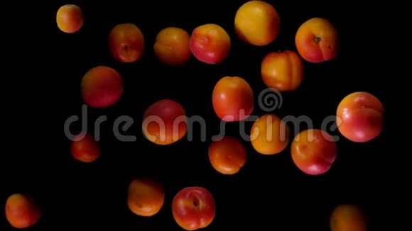 成熟的杏子在镜头前跳跃视频的预览图