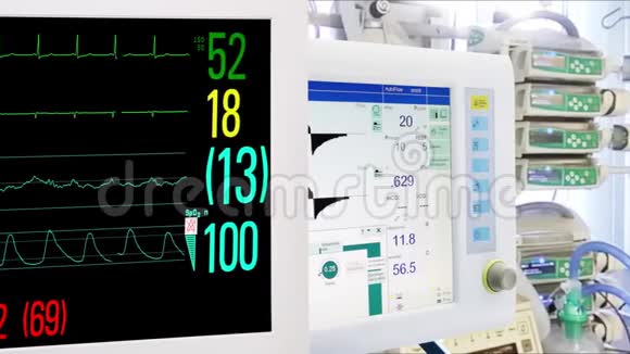 ICU的医疗设备心脏和生命体征监测视频的预览图