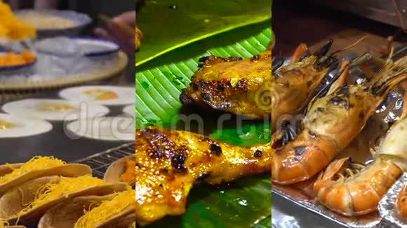 移动设备上社交媒体应用的垂直视频亚洲食品在泰国市场停滞视频的预览图