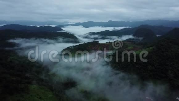 在泰国蒋道的青山上鸟瞰雾气视频的预览图
