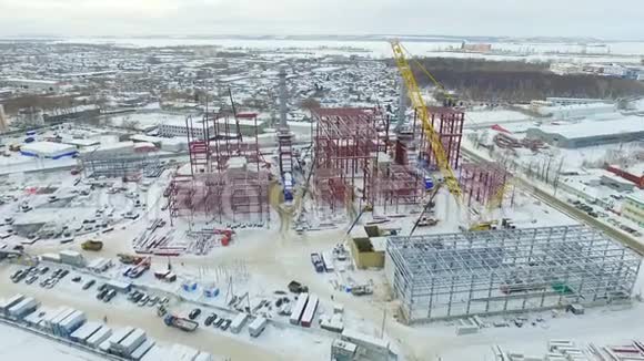 覆盖雪的火电站建筑模型视频的预览图