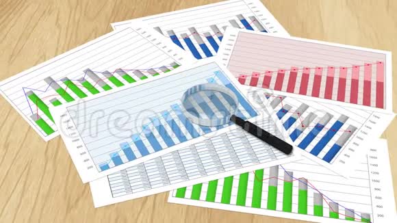 财务图表图表统计数字和放大镜的表格演示文稿视频的预览图