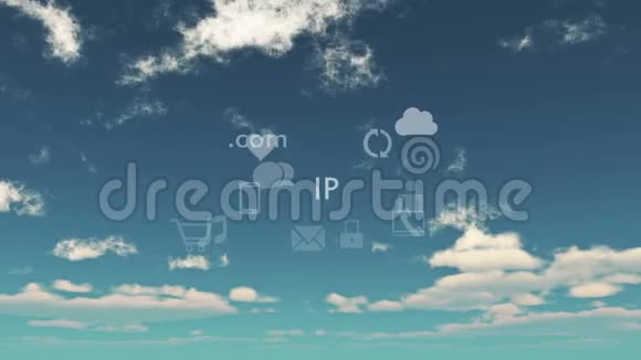 云计算连接概念时间推移云背景虚拟互联网图标视频的预览图