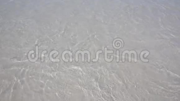 在白沙滩上波浪破碎和后退的超慢运动视频的预览图