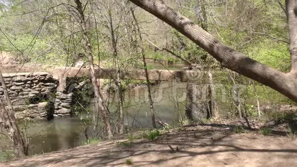 佐治亚州奥尔德洛佩米尔路公园穿过树木的赛道大门的遗迹视频的预览图