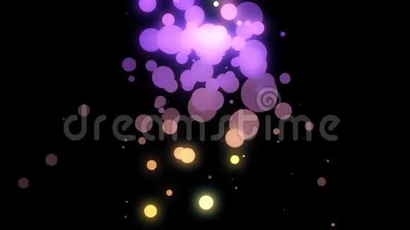黑色背景上的抽象圆形粒子动画清晰的彩色粒子在黑色背景上移动圆形的视频的预览图