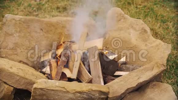 人在烧烤中点燃火焰视频的预览图