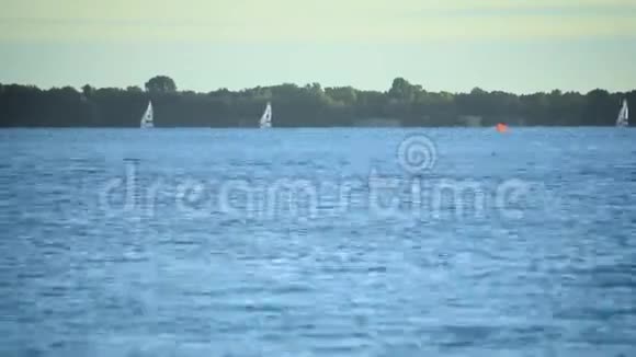 帆船在海水湖泊或河流上航行的时间流逝视频的预览图