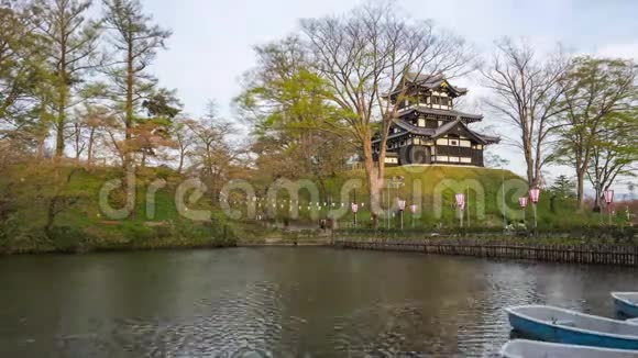 日本新泻高田城堡的昼夜时光视频的预览图