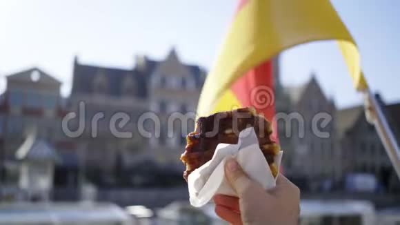 比利时华夫饼的特写视频的预览图