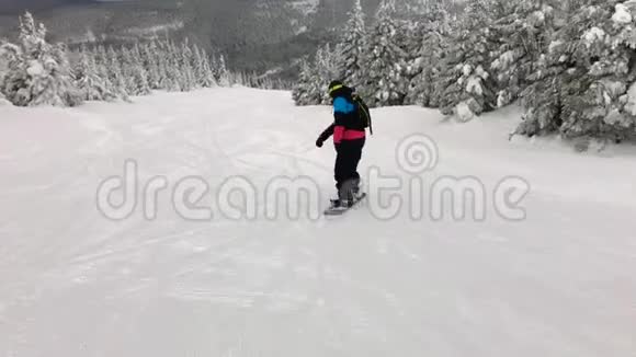 捷克山区的滑雪板在后面的国家视频的预览图