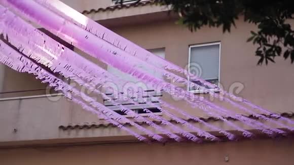 夏季节日IP西班牙美丽的街道粉色丝带视频的预览图