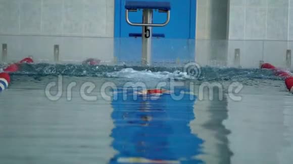 动作女运动员以爬行的方式快速游泳视频的预览图