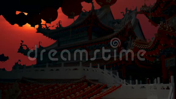 中国寺庙日落时间视频的预览图