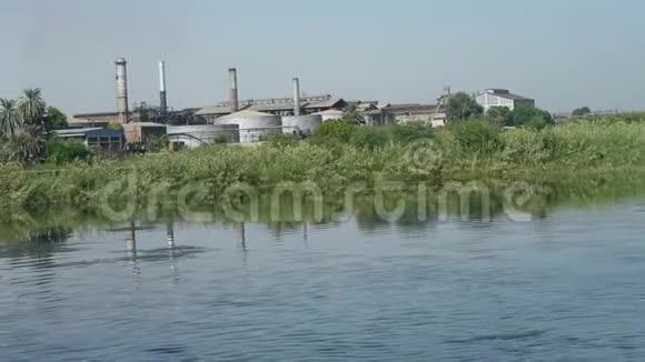 埃及尼罗河上大型甘蔗工厂景观视频的预览图