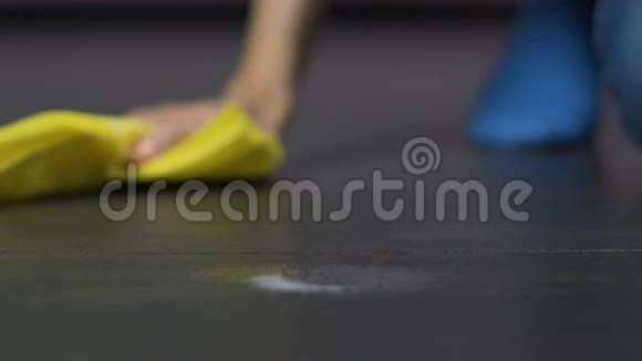 用特殊清洁产品去除层压板地板上的污渍视频的预览图