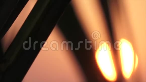 棕榈叶衬着夕阳马尔代夫视频模糊视频的预览图