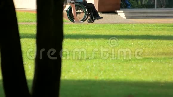 残疾人在公园里坐轮椅视频的预览图