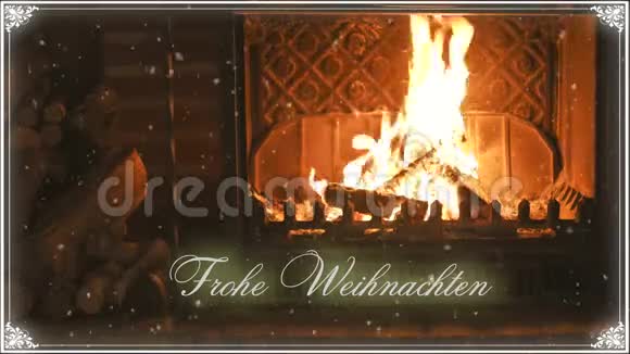 壁炉圣诞节和雪恭喜你视频的预览图