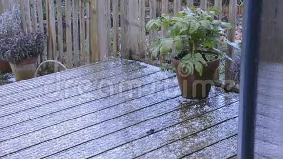 花园甲板上的冰雹视频的预览图