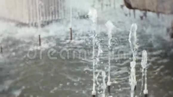 从城市公园的喷泉中喷出的水射流视频的预览图