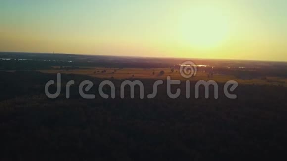 无人机拍摄的夏日森林日落视频的预览图