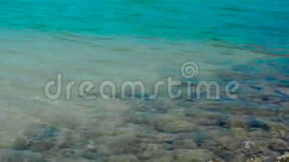 平静的海面上波涛汹涌沙质底上有石头平静的海水和岩石的海底视频的预览图