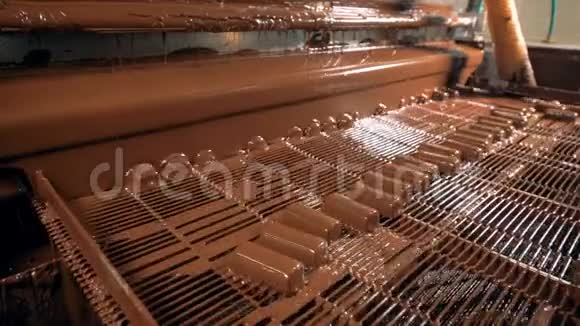在糖果厂工作生产线的广角视图视频的预览图