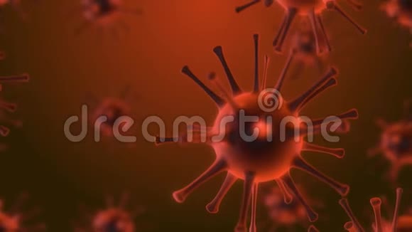 病毒细胞病毒病毒细胞在显微镜下漂浮在橙色背景的液体中视频的预览图
