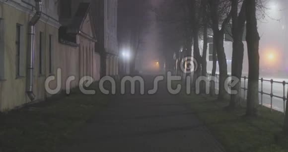 夜晚神秘的雾城街道视频的预览图