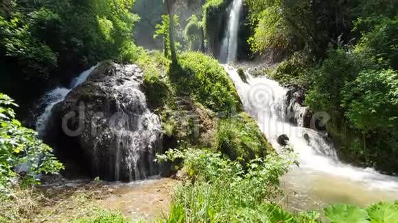 意大利蒂沃利野生动物园阳光明媚的瀑布视频的预览图