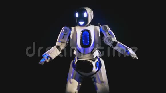 闪亮的机器人快乐地跳舞用它的手臂和腿4K视频的预览图