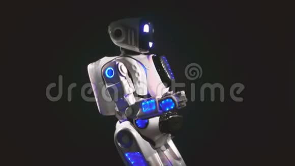 一个白色的机器人用手臂朝不同的方向跳舞4K视频的预览图