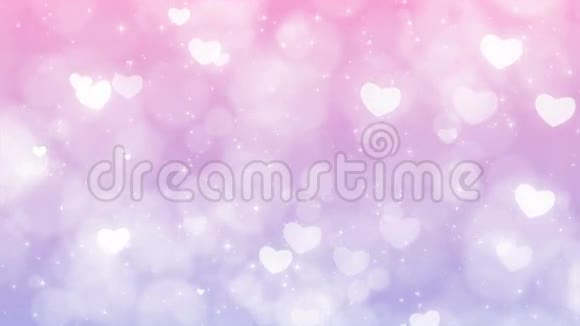 紫色母亲节背景与颗粒火花和红心视频的预览图