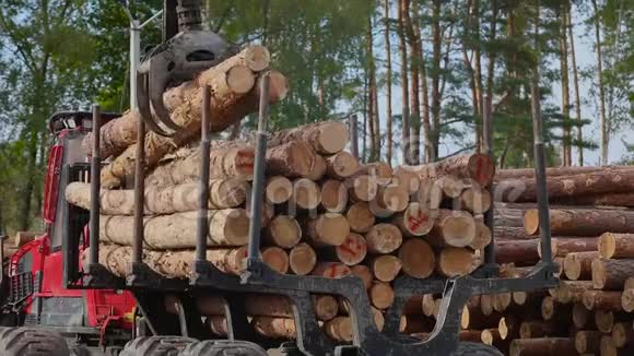 机械手卸料机械手操作原木卸料锯木厂工作视频的预览图