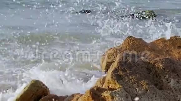 石滩上的海潮视频的预览图