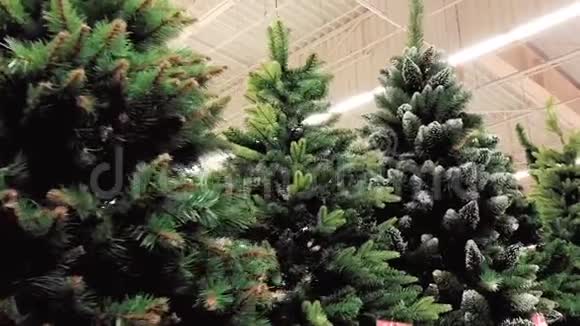 商店里的人造圣诞树视频的预览图