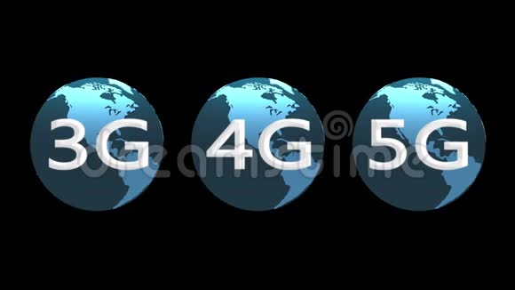 4k3G4G5G符号与旋转地球网络技术背景视频的预览图