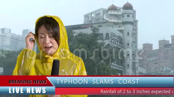 亚洲女电视气象记者报道恶劣风暴视频的预览图
