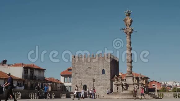 葡萄牙波尔图老城建筑背景城市中心城堡教堂时间推移欧洲停止运动视频的预览图