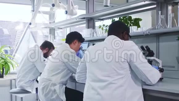 在实验室工作的科学家做医学研究的医生实验室工具显微镜试管设备视频的预览图