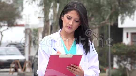 女护士或医生写作视频的预览图