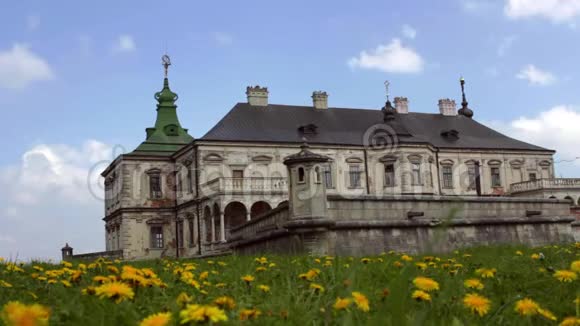 青山上的童话宫殿古老的历史建筑视频的预览图