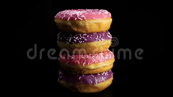 甜的五颜六色的精致的自由甜甜圈视频的预览图