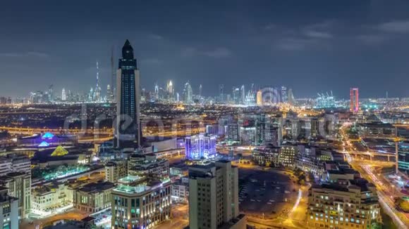 阿联酋迪拜豪华城市夜景灯光视频的预览图